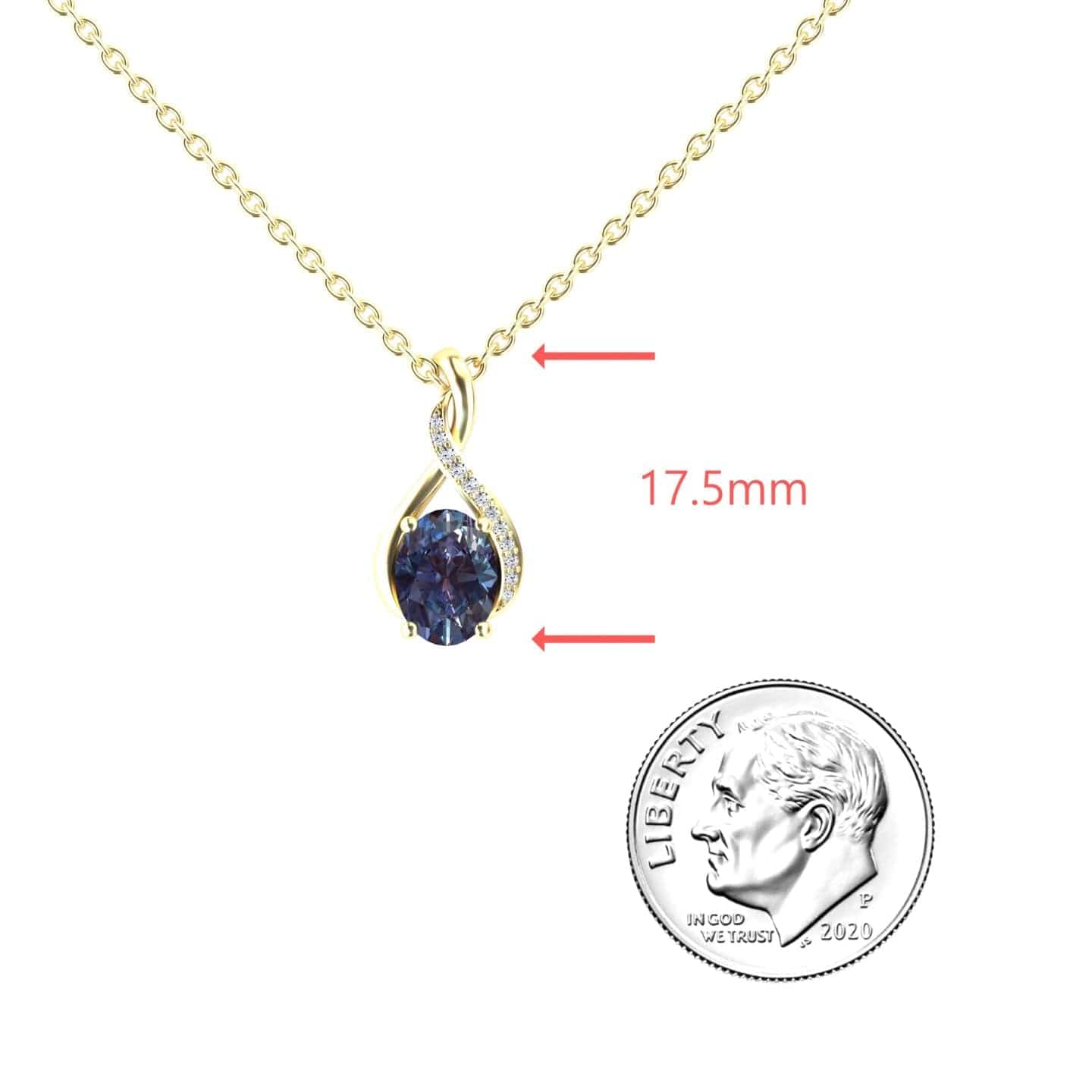Lab Grown Alexandrite & Diamond Swirl Necklace - Natalia
