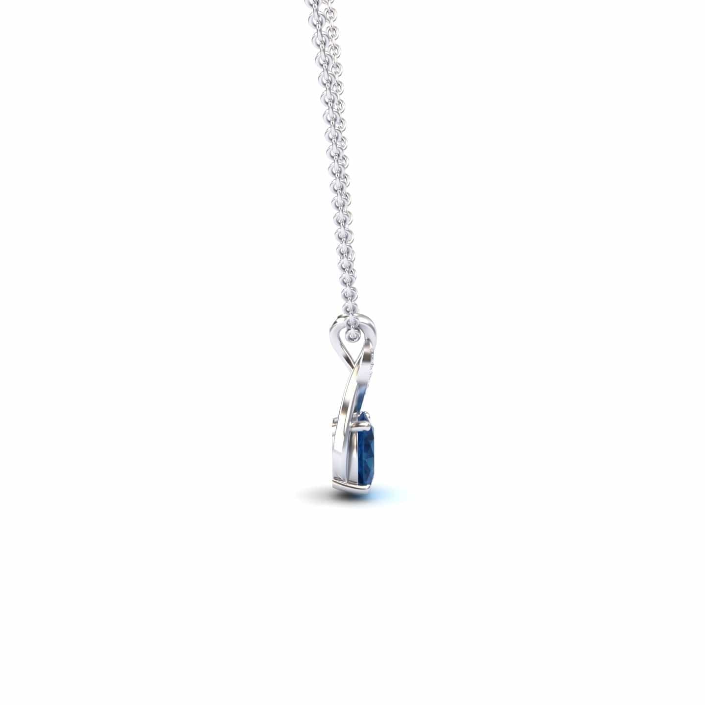 London Blue Topaz & Diamond Swirl Necklace - Natalia