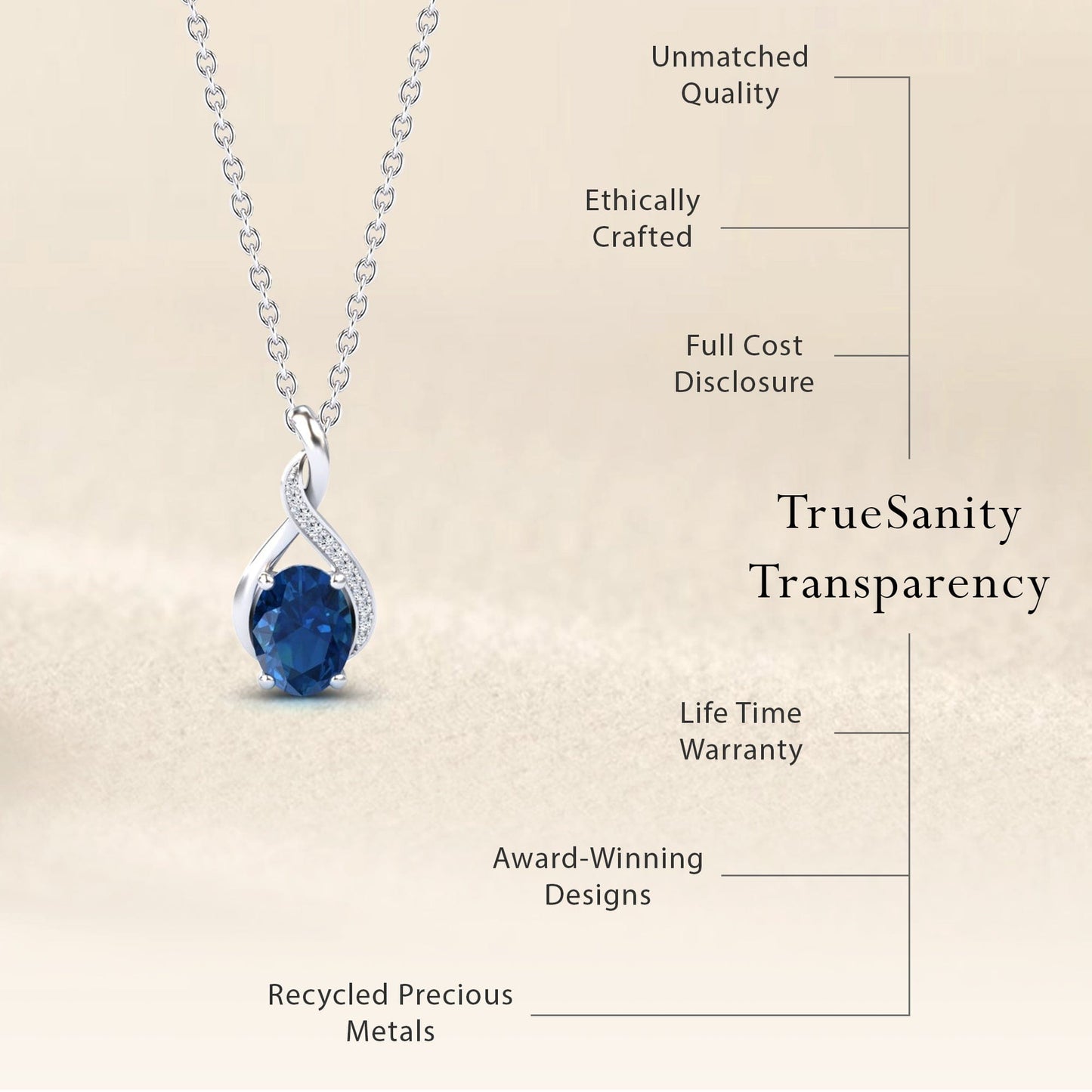 London Blue Topaz & Diamond Swirl Necklace - Natalia