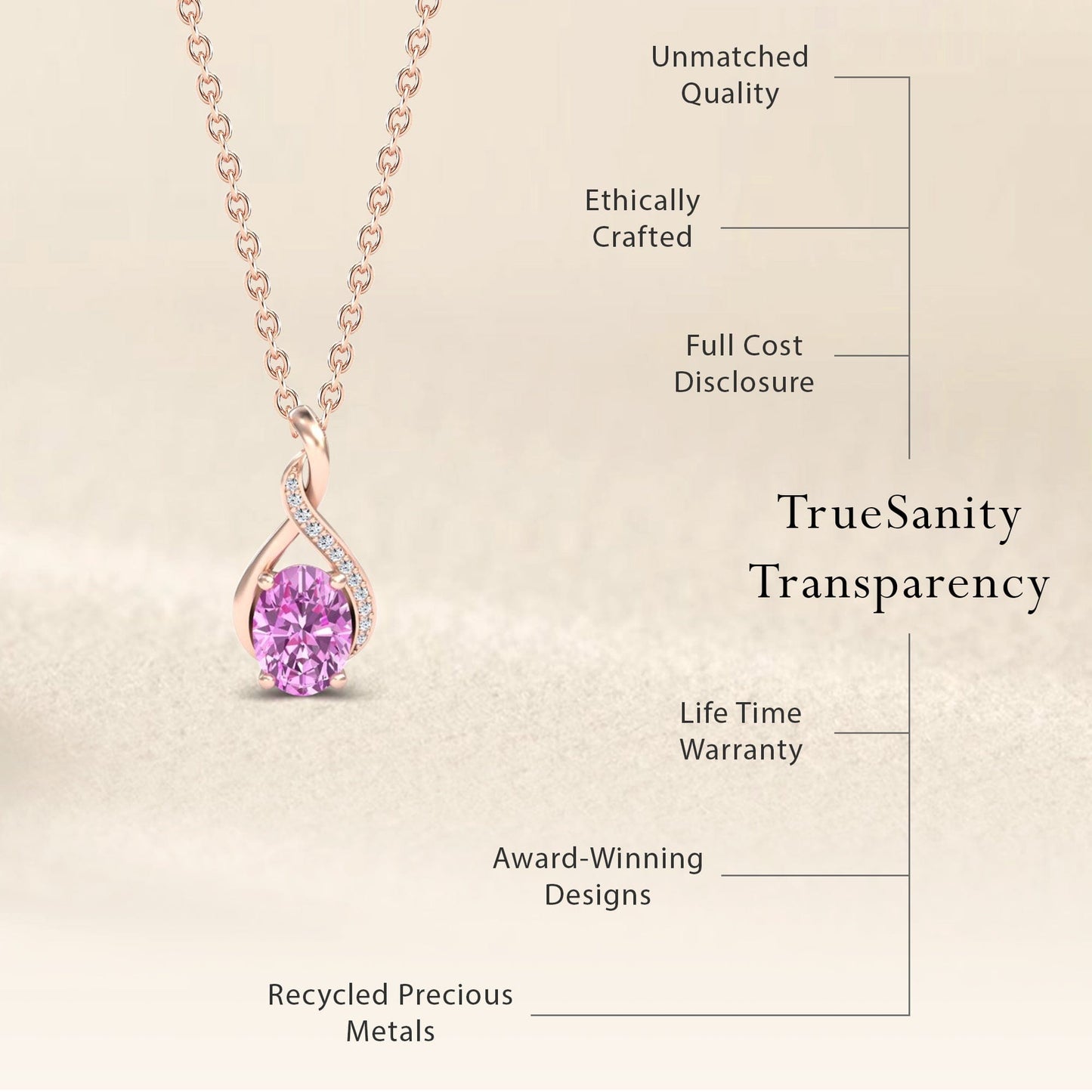 Pink Sapphire & Diamond Swirl Necklace - Natalia