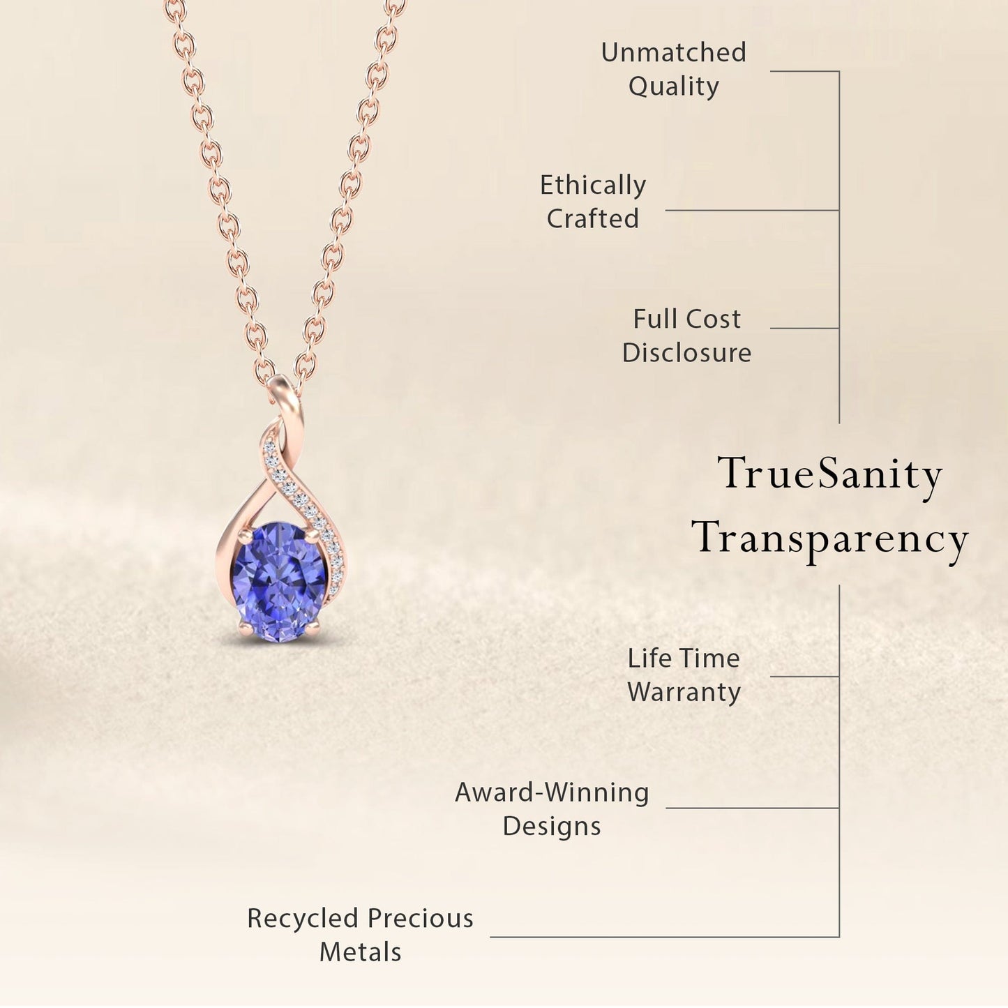 Tanzanite & Diamond Swirl Necklace - Natalia