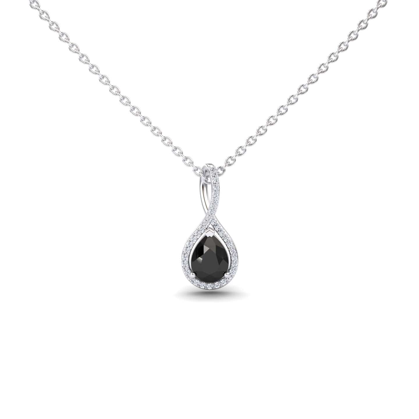 Pear Black & White Diamond Twist Fancy Pendant - MYSP38