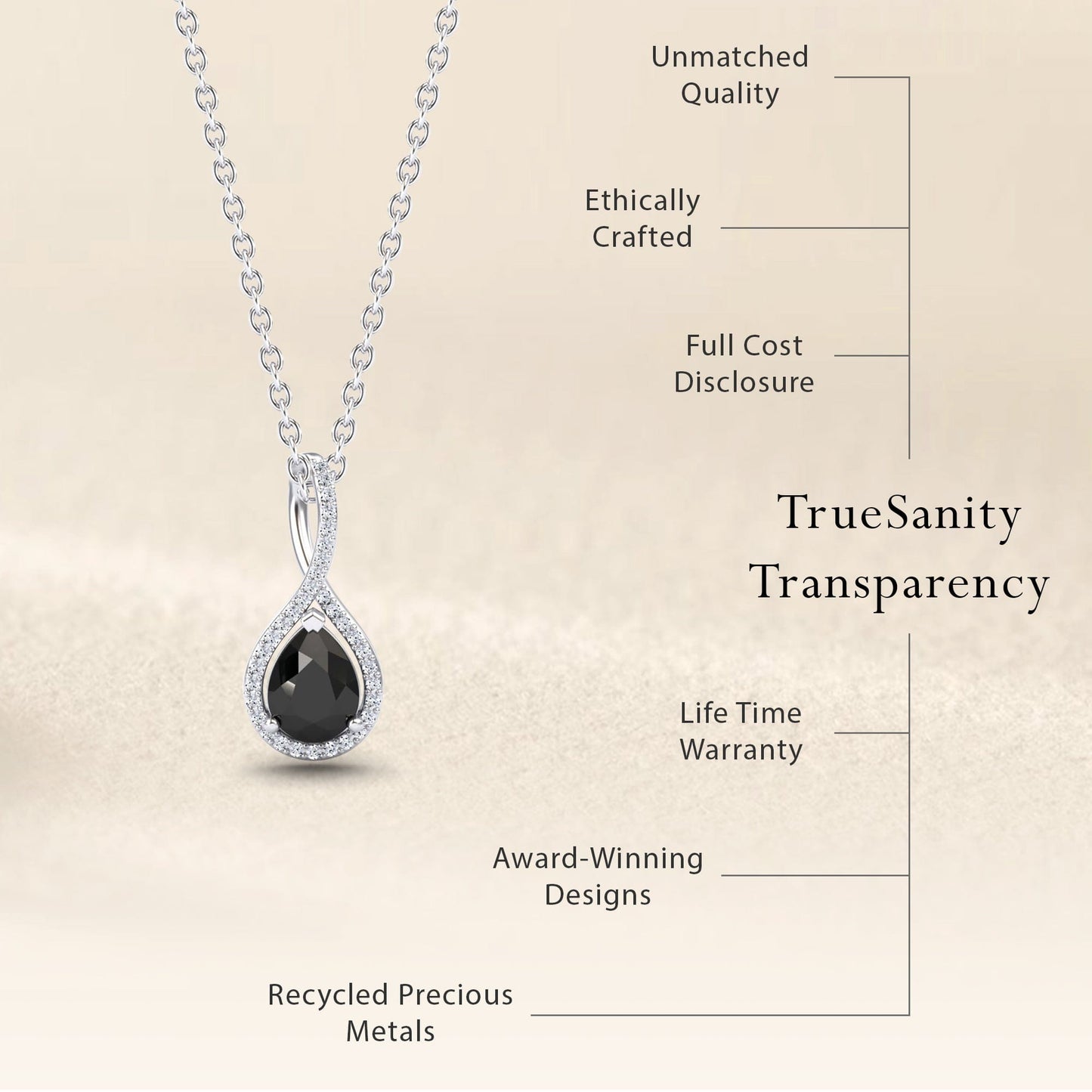 Pear Black & White Diamond Twist Fancy Pendant - MYSP38