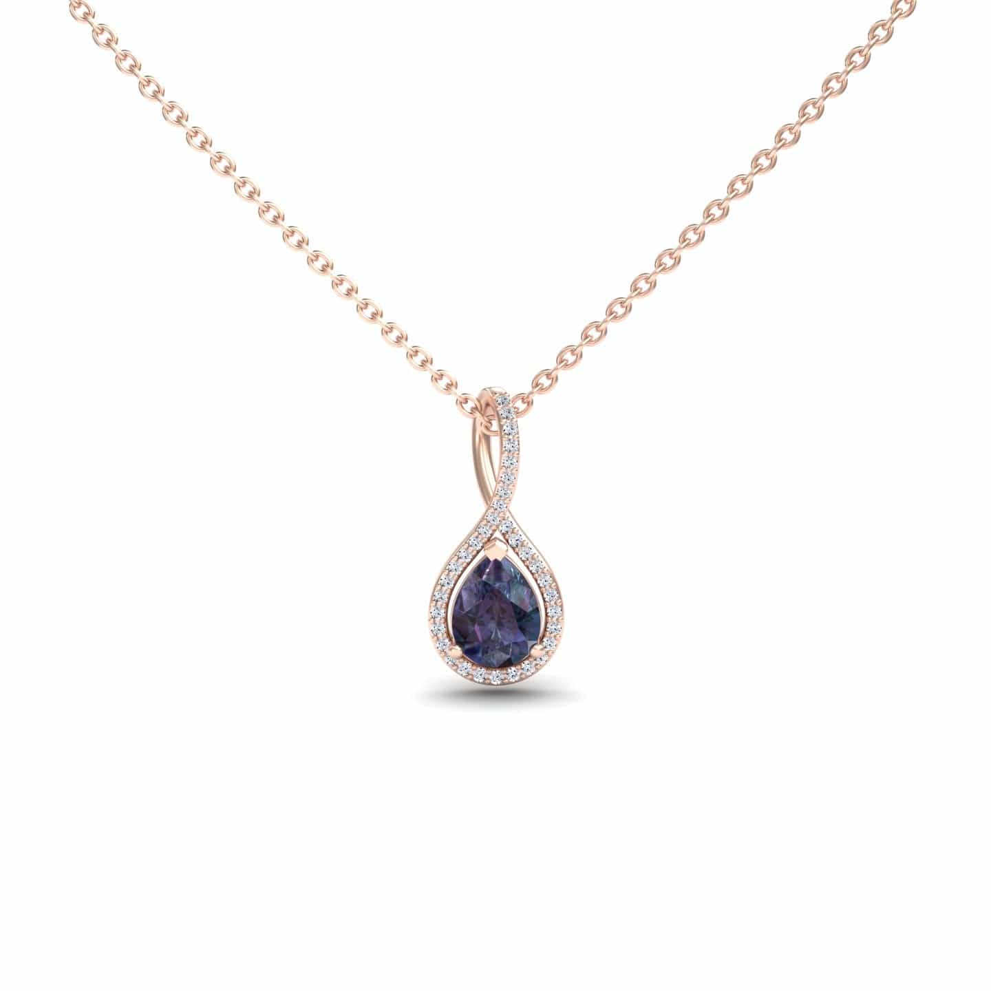 Pear Lab Grown Alexandrite & White Diamond Twist Fancy Pendant - MYSP38