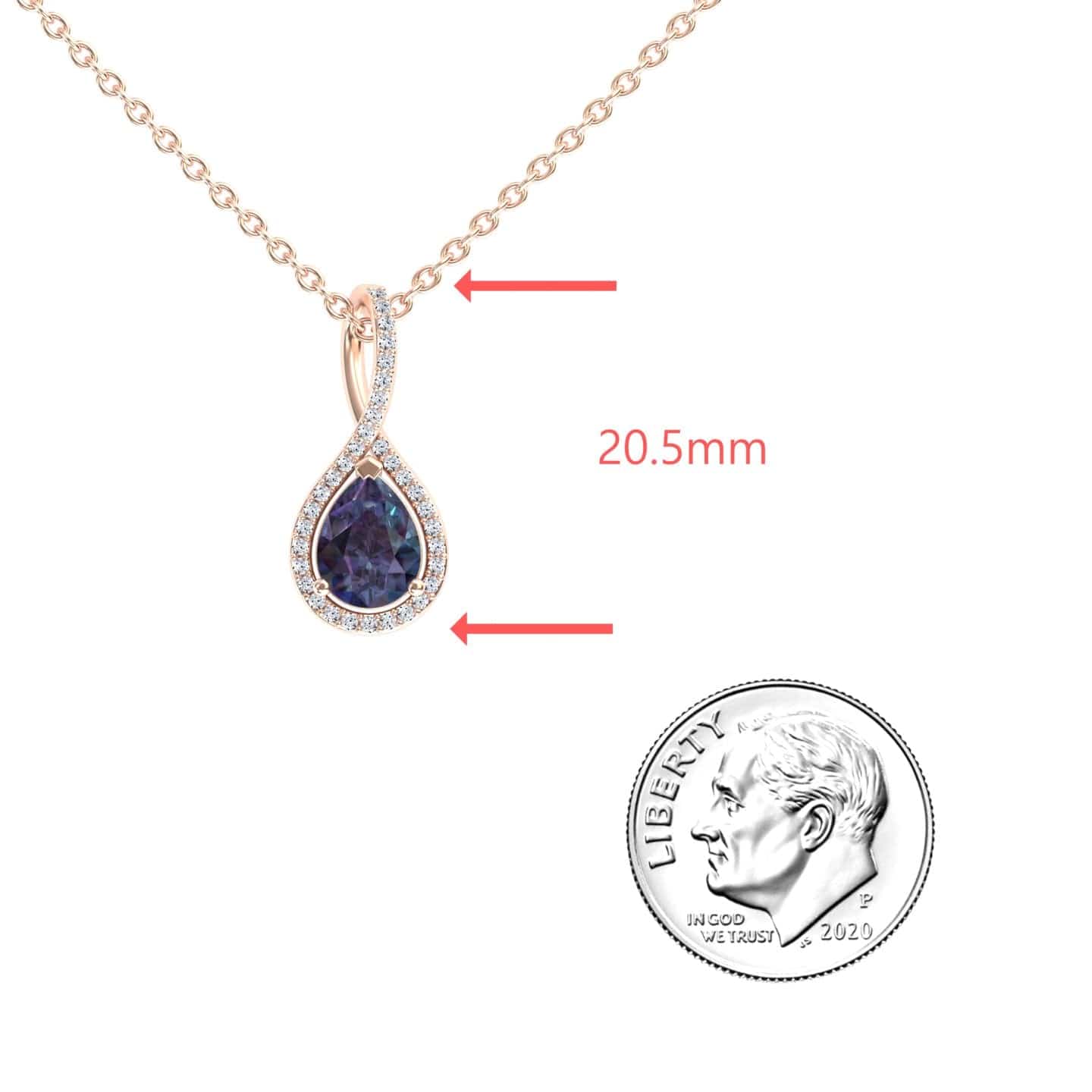 Pear Lab Grown Alexandrite & White Diamond Twist Fancy Pendant - MYSP38