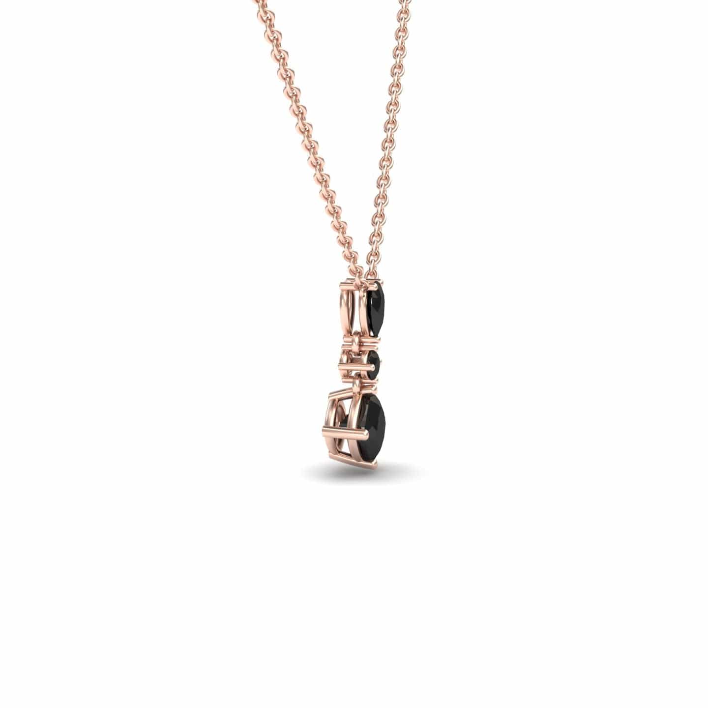 Roshni Black Diamond Three Stone Drop Necklace