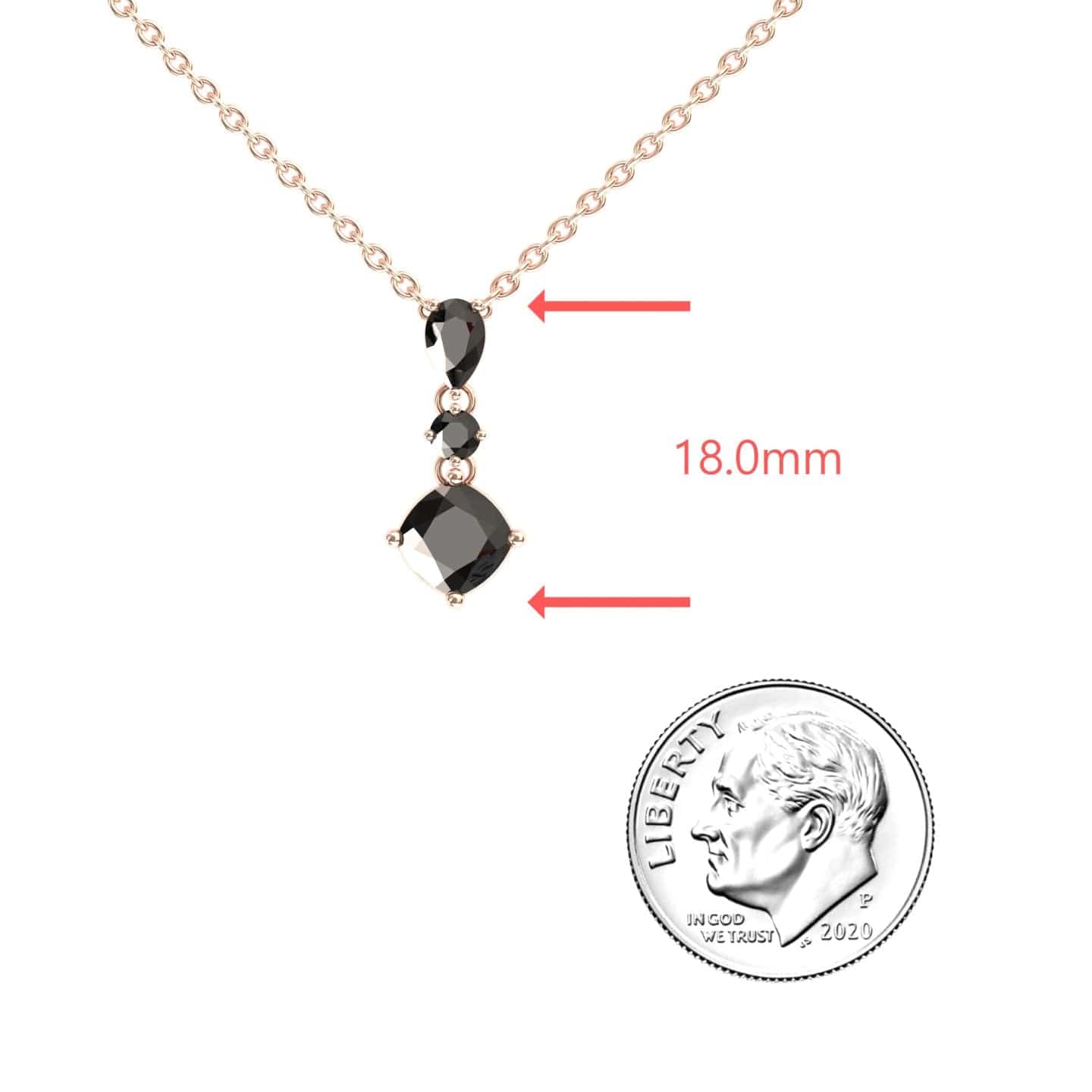 Roshni Black Diamond Three Stone Drop Necklace