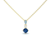 London Blue Topaz & Aquamarine Three Stone Drop Necklace - Roshni