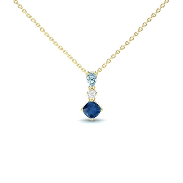 London Blue Topaz & Aquamarine Three Stone Drop Necklace - Roshni