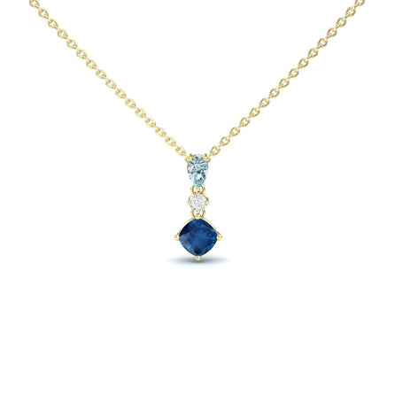 London Blue Topaz & Aquamarine Three Stone Drop Necklace - Roshni