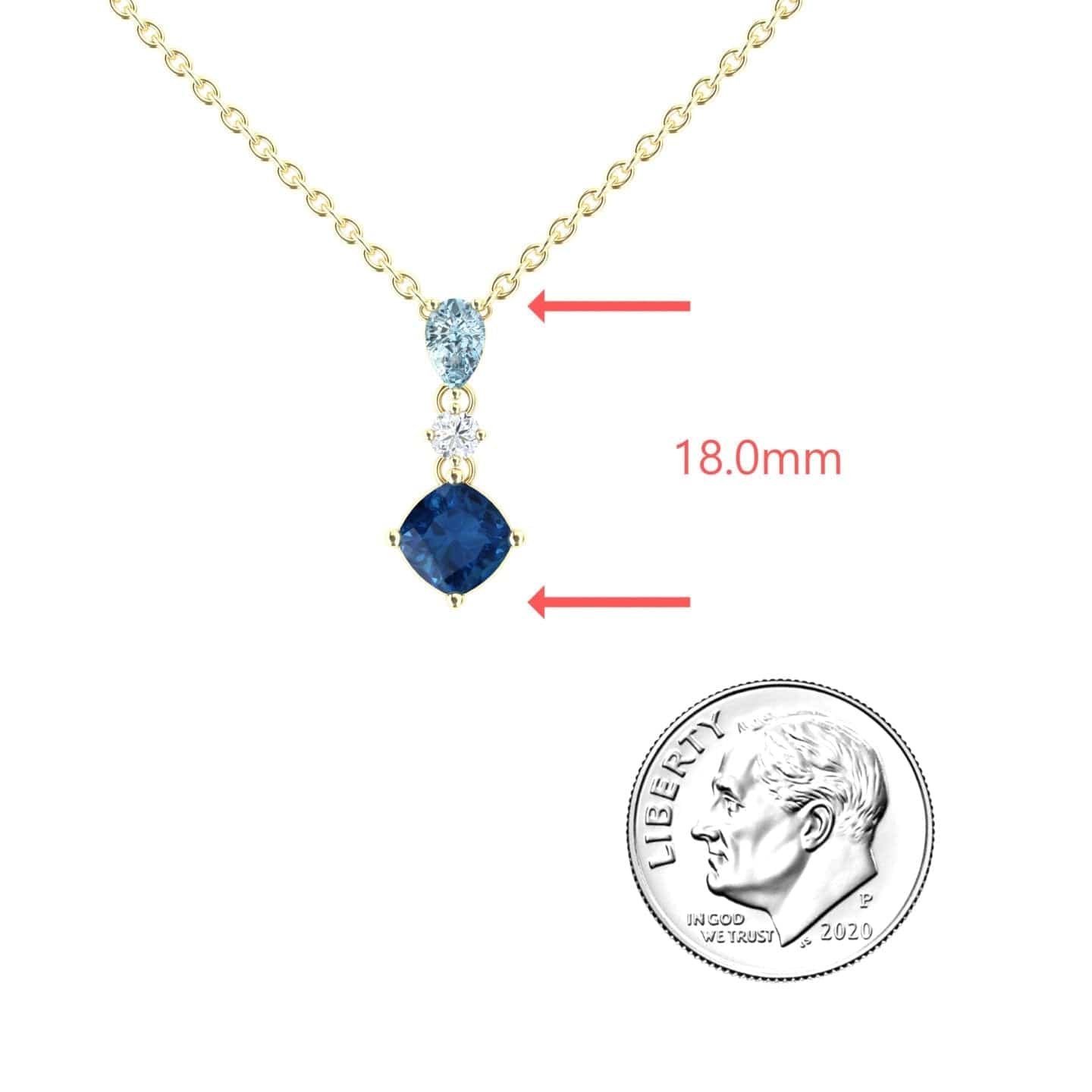 London Blue Topaz & Aquamarine Three Stone Drop Necklace - Roshni
