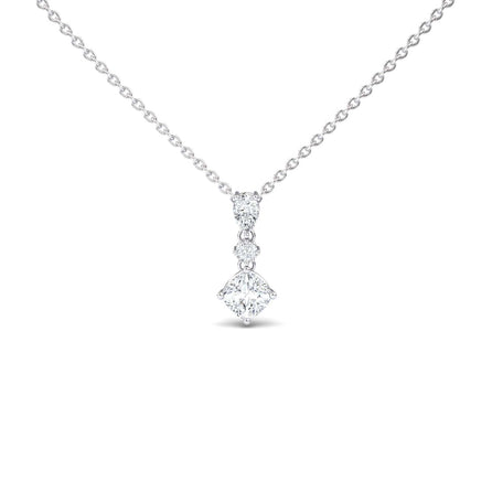 Lab Grown White Diamond Three Stone Drop Necklace - Roshni