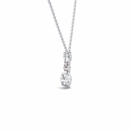 Lab Grown White Diamond Three Stone Drop Necklace - Roshni