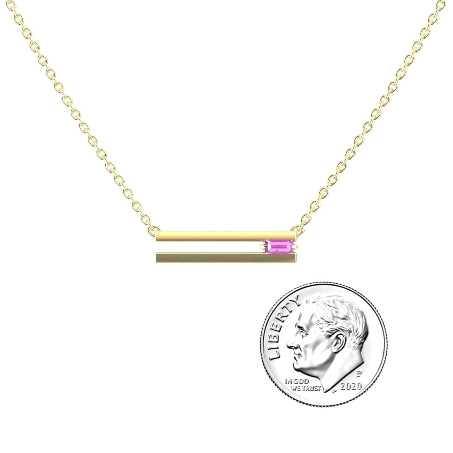 Pink Sapphire Bar Necklace - Cecilia