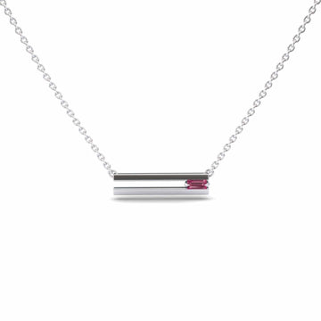 Pink Tourmaline Bar Necklace - Cecilia