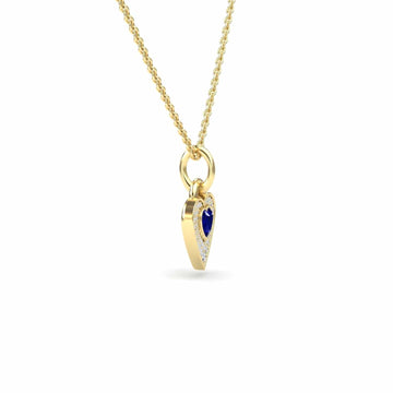 Lab Grown Blue Sapphire & White Diamond Heart Necklace - Tara
