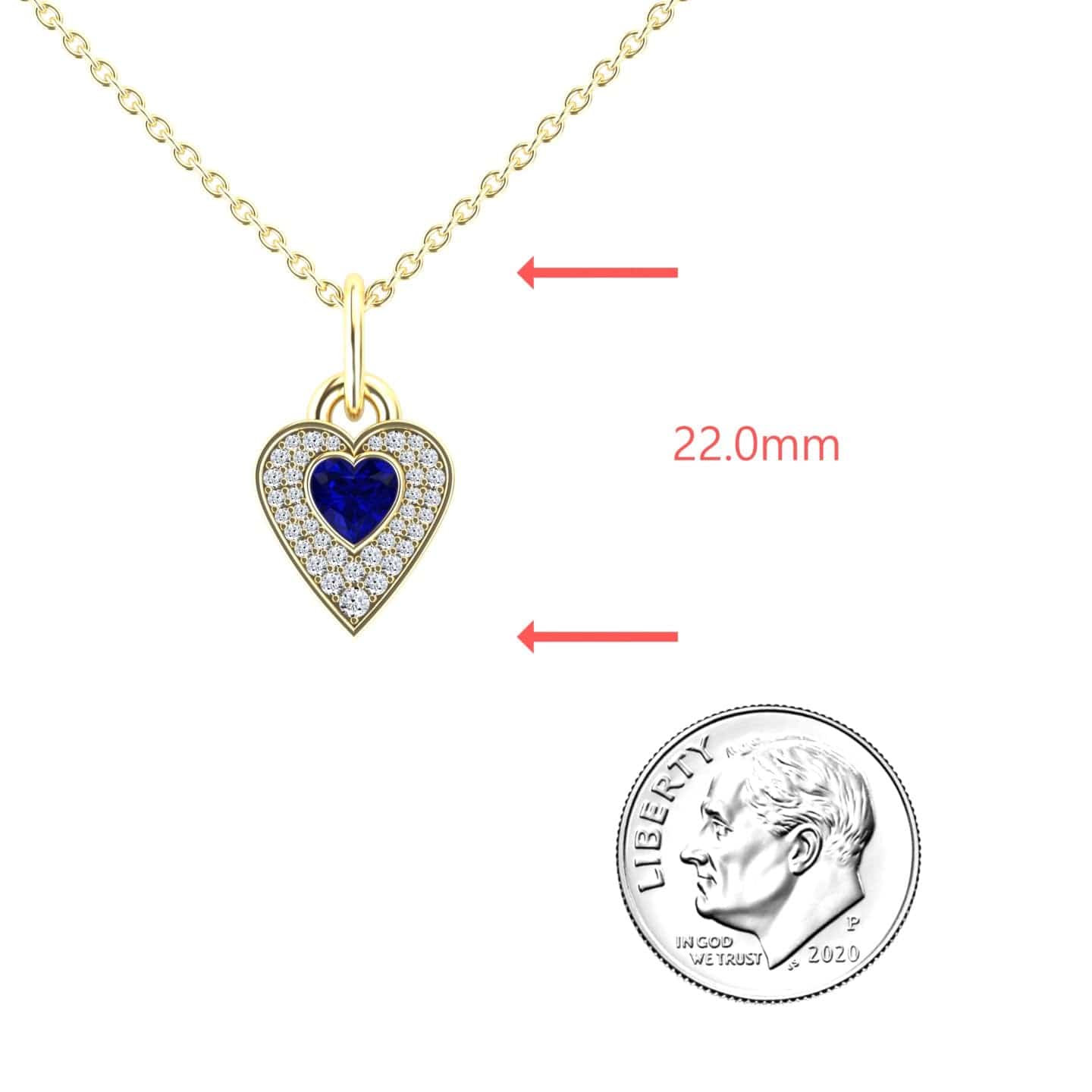 Lab Grown Blue Sapphire & White Diamond Heart Necklace - Tara