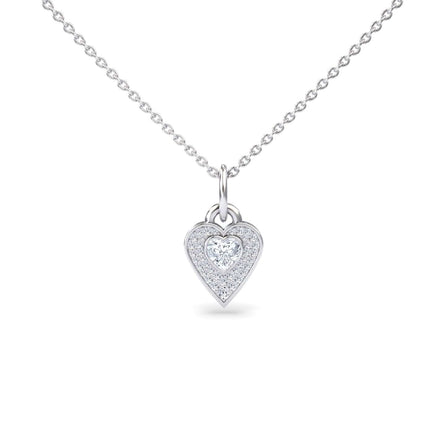 Lab Grown White Diamond Heart Necklace - Tara