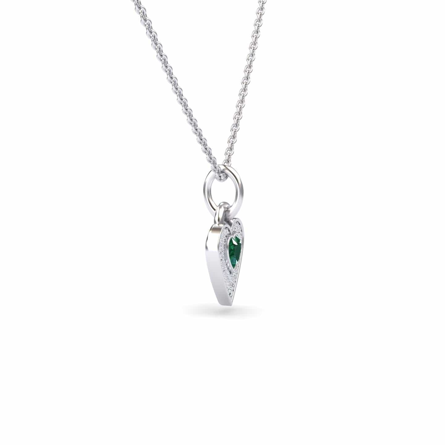 Lab Grown Emerald & White Diamond Heart Necklace - Tara