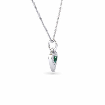 Lab Grown Emerald & White Diamond Heart Necklace - Tara