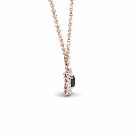 Black & White Diamond Halo Necklace - Zeina