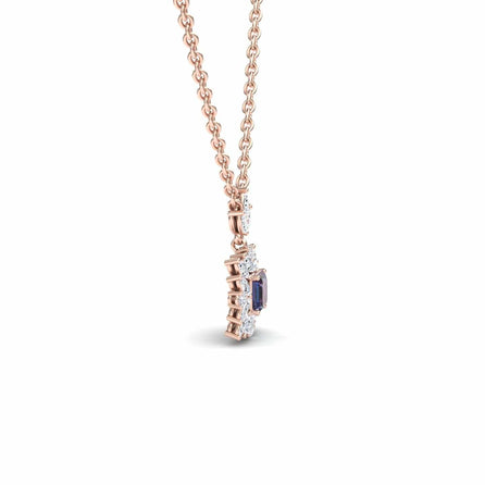 Lab Grown Alexandrite & Diamond Halo Necklace - Zeina