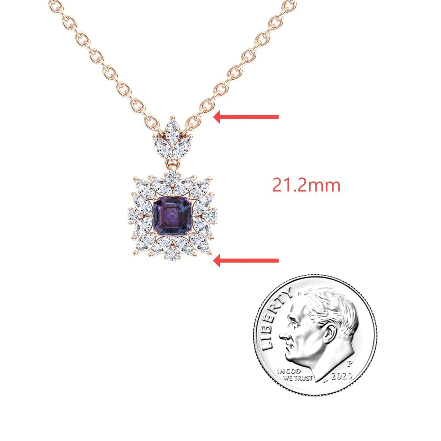 Lab Grown Alexandrite & Diamond Halo Necklace - Zeina