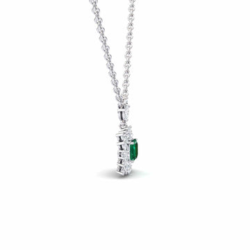 Emerald & Diamond Halo Necklace - Zeina