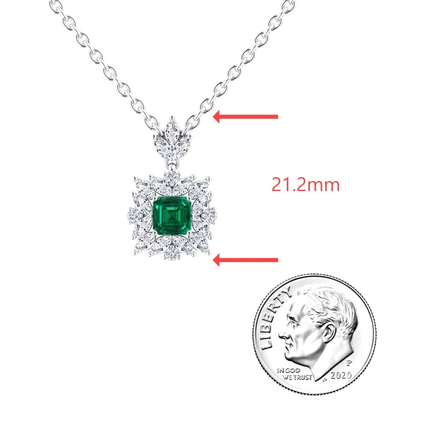 Emerald & Diamond Halo Necklace - Zeina