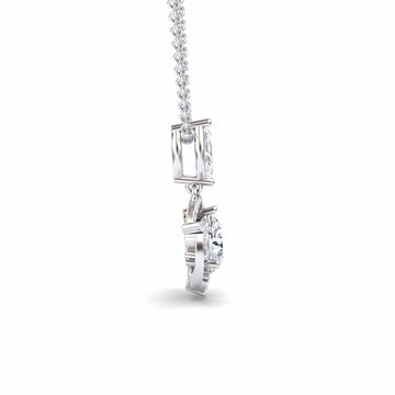 White Moissanite Halo Swirl Necklace - Basanti