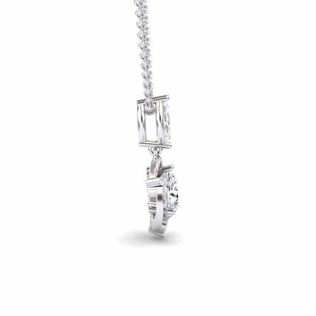 White Moissanite Halo Swirl Necklace - Basanti