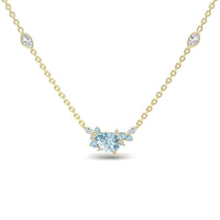 Aquamarine & Diamond Bouquet Necklace - Daria