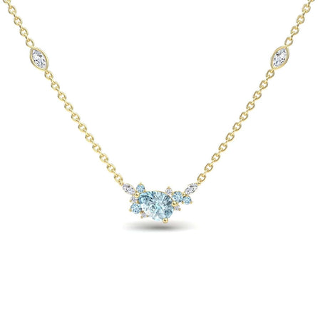 Aquamarine & Diamond Bouquet Necklace - Daria