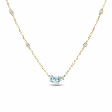 Aquamarine & Diamond Bouquet Necklace - Daria