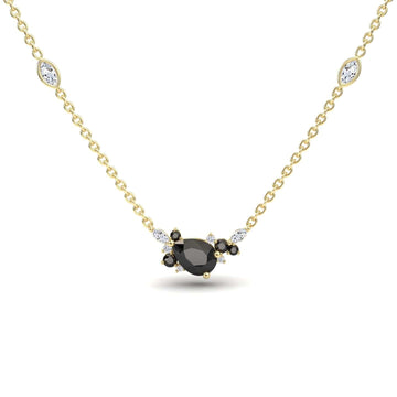 Black & White Diamond Bouquet Necklace - Daria