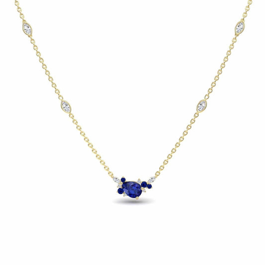 Blue Sapphire & Diamond Bouquet Necklace - Daria