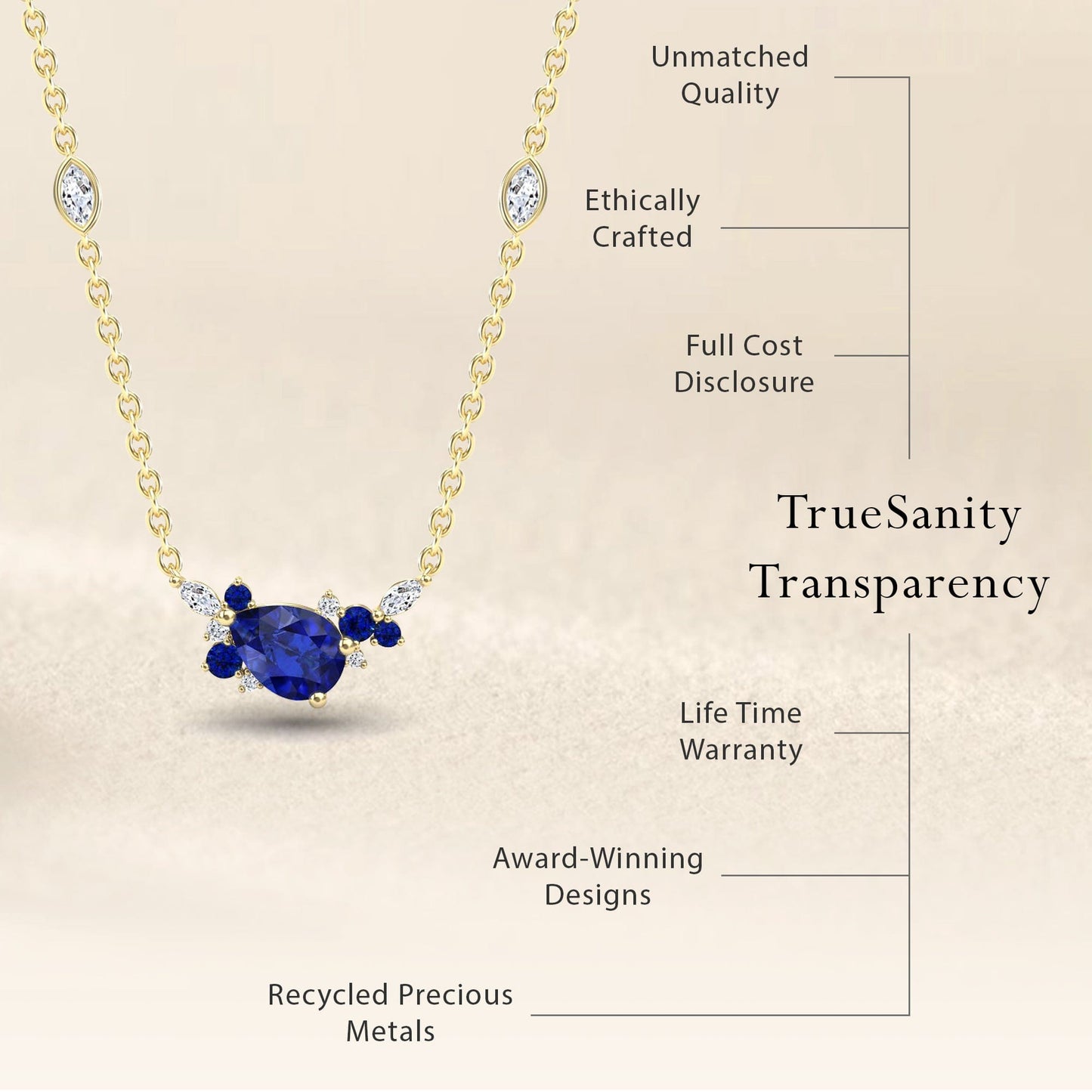 Blue Sapphire & Diamond Bouquet Necklace - Daria