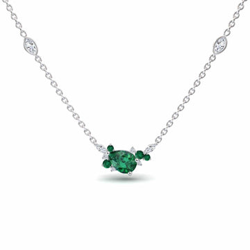 Emerald & Diamond Bouquet Necklace - Daria