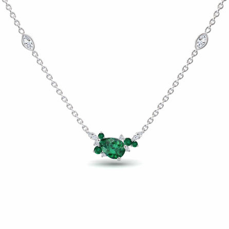 Emerald & Diamond Bouquet Necklace - Daria