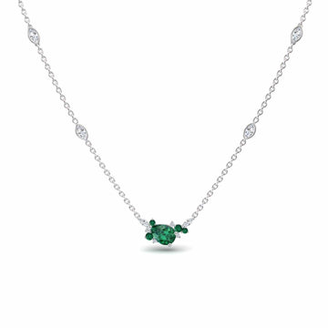 Emerald & Diamond Bouquet Necklace - Daria