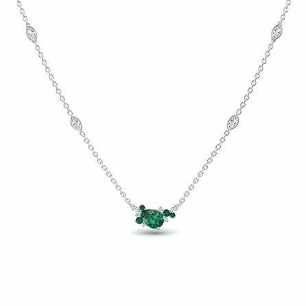 Emerald & Diamond Bouquet Necklace - Daria
