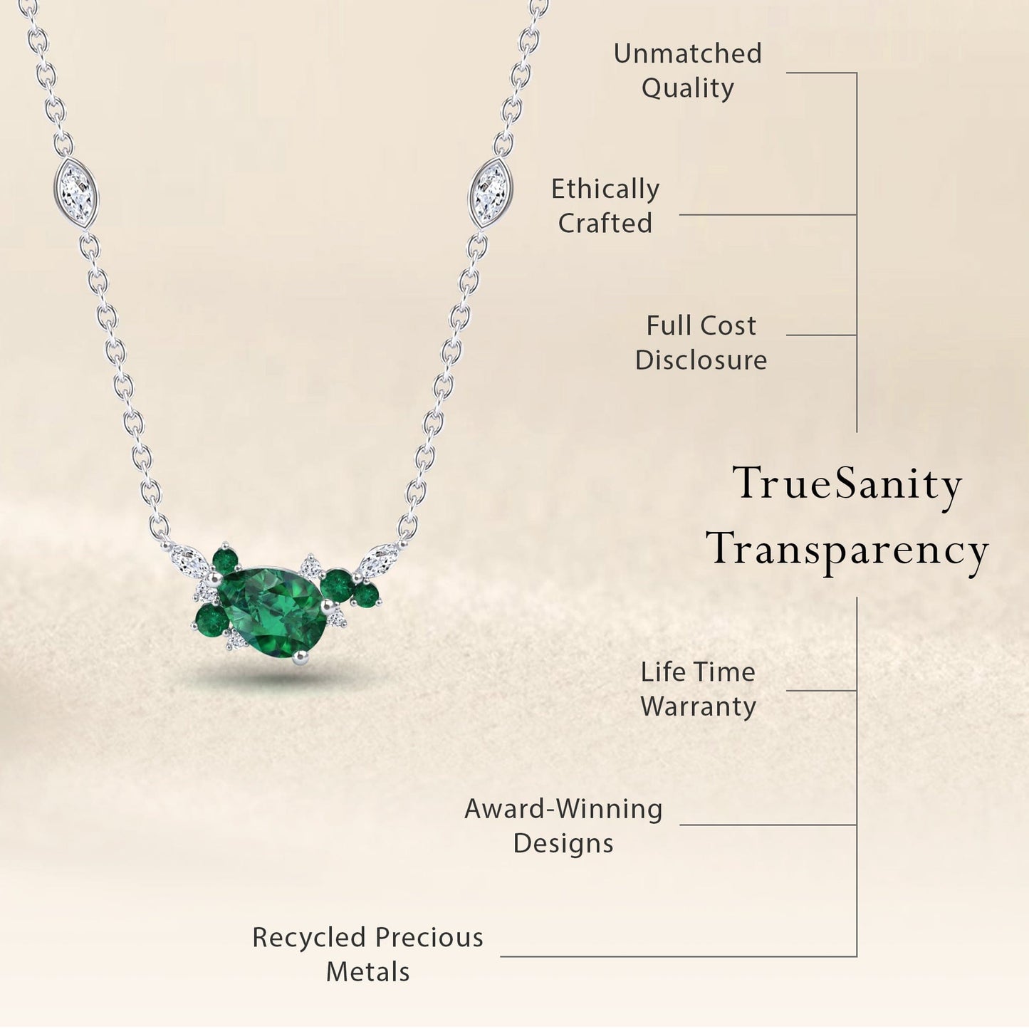 Emerald & Diamond Bouquet Necklace - Daria