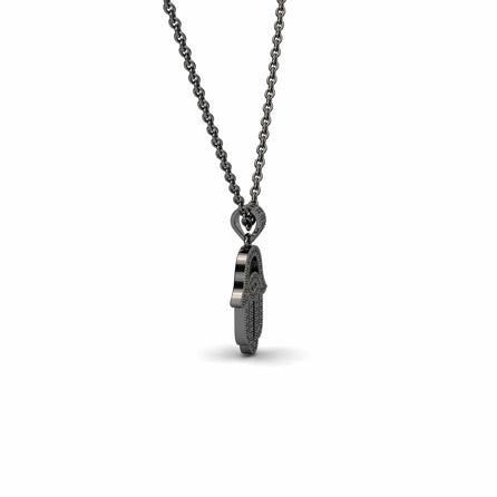 Black Diamond Hamsa Necklace - Irene