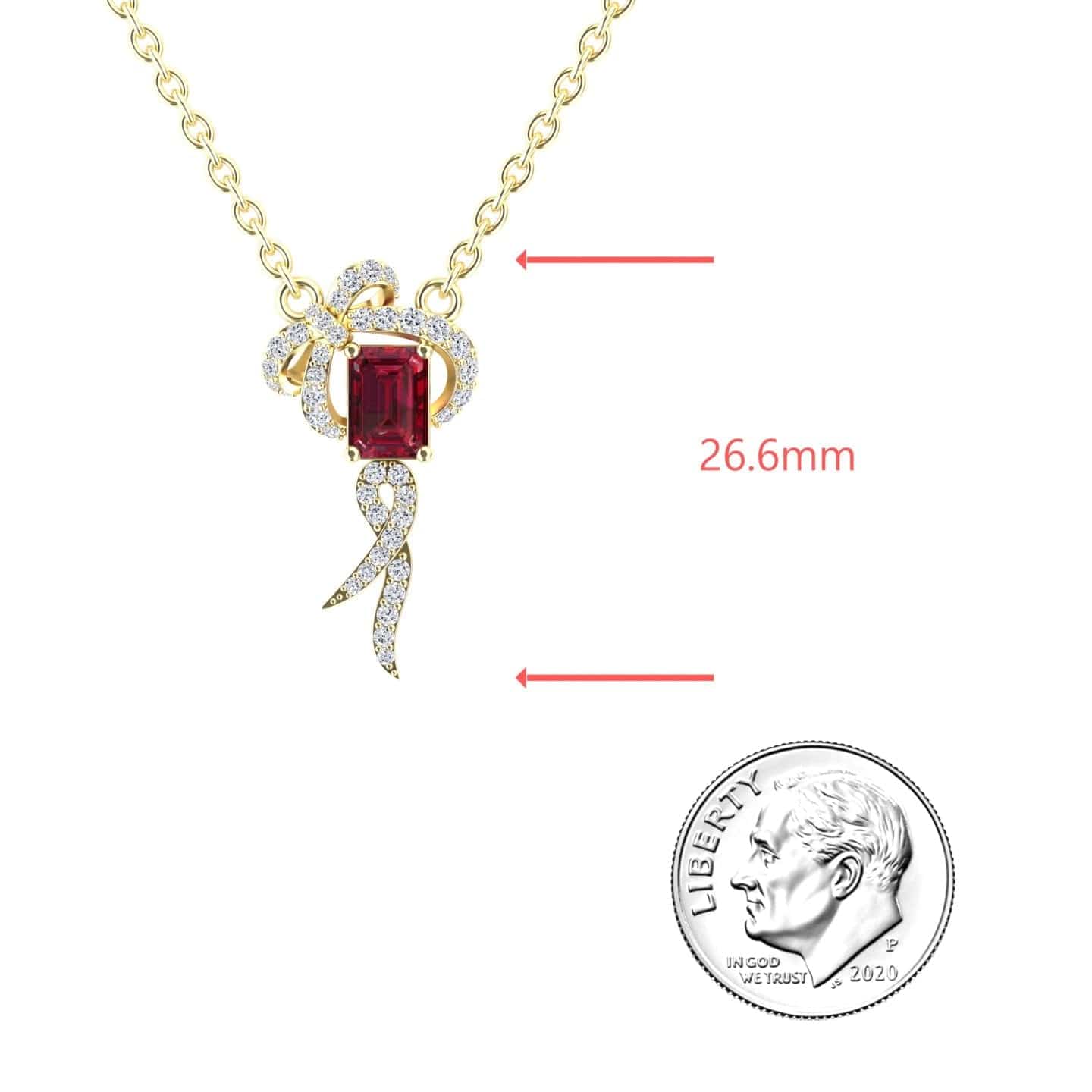 Lab Grown Ruby & Diamond Bow Ribbon Necklace - Meiling