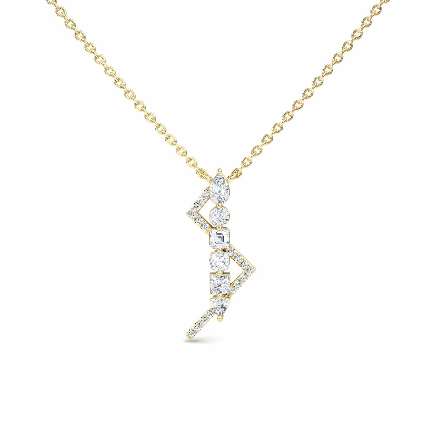 White Diamond Lightning Bolt Necklace - Tanya