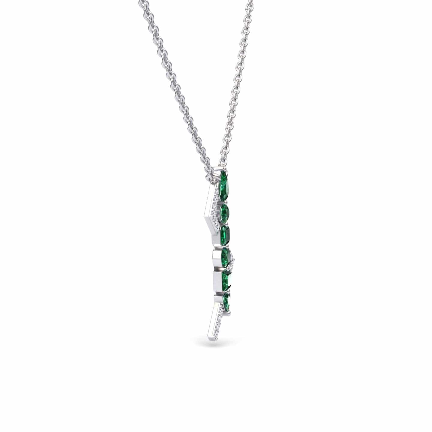 Emerald & Diamond Lightning Bolt Necklace - Tanya