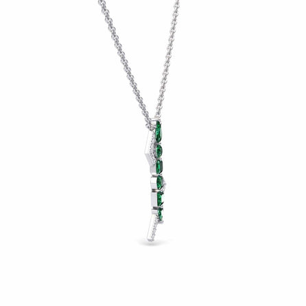 Emerald & Diamond Lightning Bolt Necklace - Tanya
