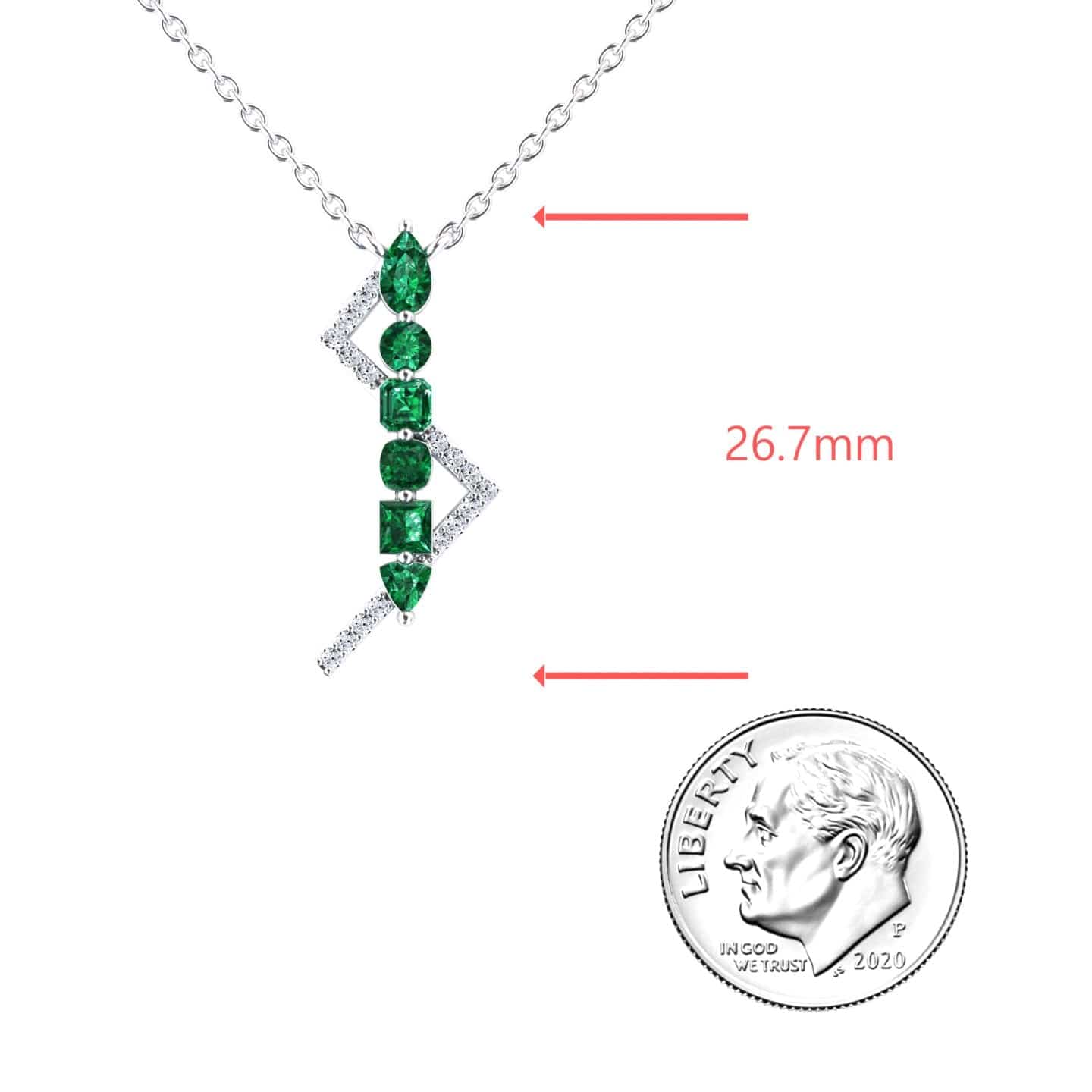 Emerald & Diamond Lightning Bolt Necklace - Tanya