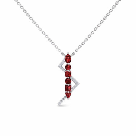 Ruby & Diamond Lightning Bolt Necklace - Tanya