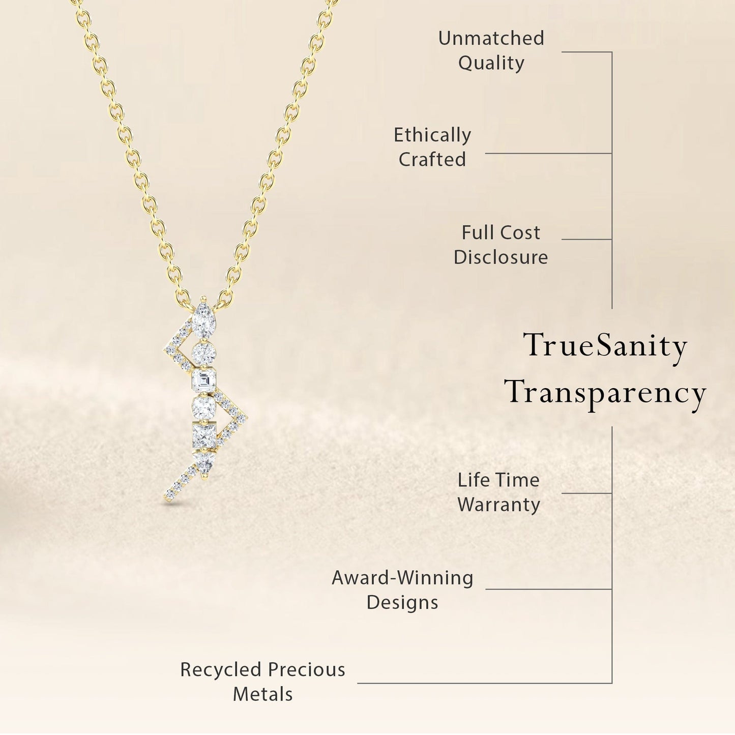 White Diamond Lightning Bolt Necklace - Tanya
